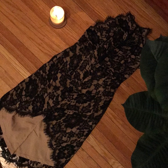 High neck black lace cocktail dress - Picture 1 of 6